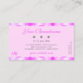 Lichtroze Initialen met mousserende diamanten Visitekaartje (Achterkant)