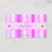 Lichtroze Initialen met mousserende diamanten Visitekaartje (Voorkant)