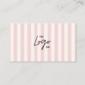 Lichtroze & Ivoorkleurige Strepen Bakkerij Logo QR Visitekaartje (Voorkant)