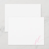 Lichtroze kalligrafie script twee initialen notitiekaartje (Voorkant / Achterkant)