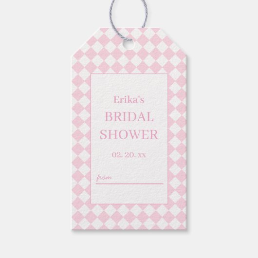 Lichtroze klassiek ontwerp Bruiloftsshower Cadeaut Cadeaulabel (Voorkant)