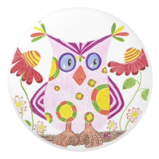 Lichtroze kleuterkamer keramische knop (Voorkant)