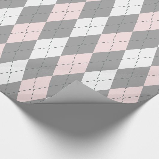 Lichtroze kolen Dk Grijs Wat XL Argyle Cadeaupapier (Hoek)