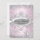 Lichtroze kristal Snowflake Princess Quinceanera Kaart (Voorkant)