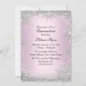 Lichtroze kristal Snowflake Princess Quinceanera Kaart (Achterkant)