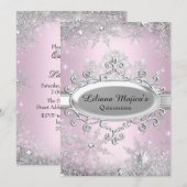 Lichtroze kristal Snowflake Princess Quinceanera Kaart (Voorkant / Achterkant)
