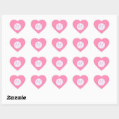 Lichtroze kronkelige vierkanten gepersonaliseerde hart sticker (Vel)