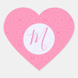 Lichtroze kronkelige vierkanten gepersonaliseerde  hart sticker