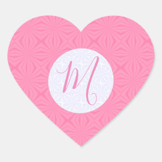 Lichtroze kronkelige vierkanten gepersonaliseerde  hart sticker