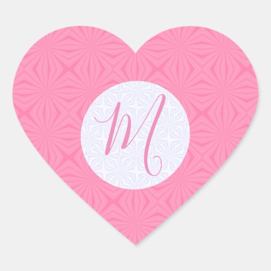 Lichtroze kronkelige vierkanten gepersonaliseerde hart sticker (Voorkant)