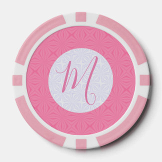 Lichtroze kronkelige vierkanten gepersonaliseerde  poker chips