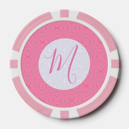 Lichtroze kronkelige vierkanten gepersonaliseerde poker chips (Voorkant)