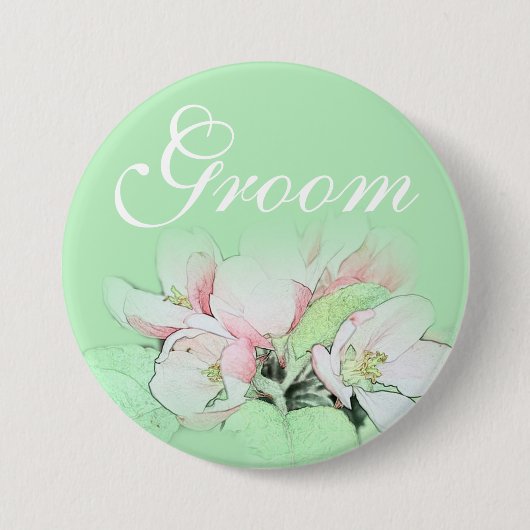  lichtroze kunstboomgaard voor appelbloemen ronde button 7,6 cm (Voorkant)