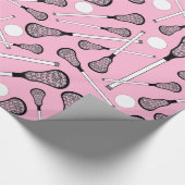 Lichtroze lacrosse stokken cadeaupapier (Hoek)