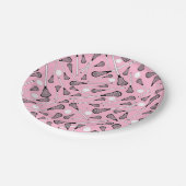 Lichtroze lacrosse stokken papieren bordje (Gekanteld)