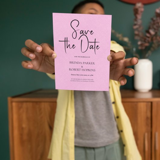 Lichtroze linen Eenvoudig zwart script slaat de da Kaart