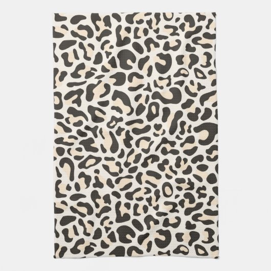 Lichtroze luxe luipaard keukenhanddoek (Verticaal)