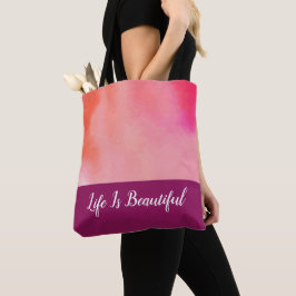 Lichtroze Magenta-Waterverf Tote Bag
