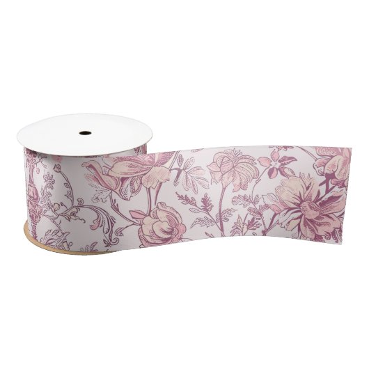 Lichtroze mauve chinoiserie satijnen lint (Spoel)