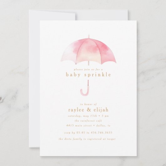 Lichtroze Meisje Baby Sprinkle Shower Event | Kaart (Voorkant)