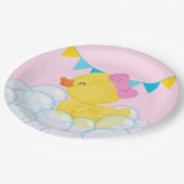 Lichtroze Meisje Waterverf Rubber Duck Party Papieren Bordje (Gekanteld)