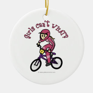 Lichtroze meisjes BMX Keramisch Ornament