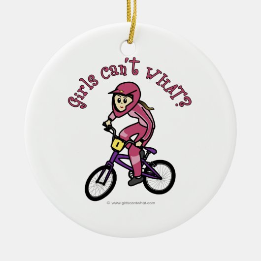 Lichtroze meisjes BMX Keramisch Ornament (Voorkant)