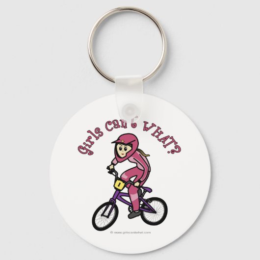 Lichtroze meisjes BMX Sleutelhanger (Voorkant)
