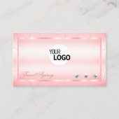 Lichtroze met diamanten en Logo glamoureus Visitekaartje (Voorkant)