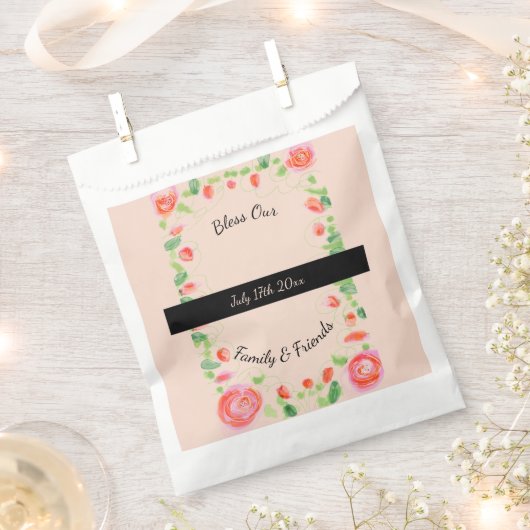 Lichtroze met koraal bedankzakje (Geknipt)