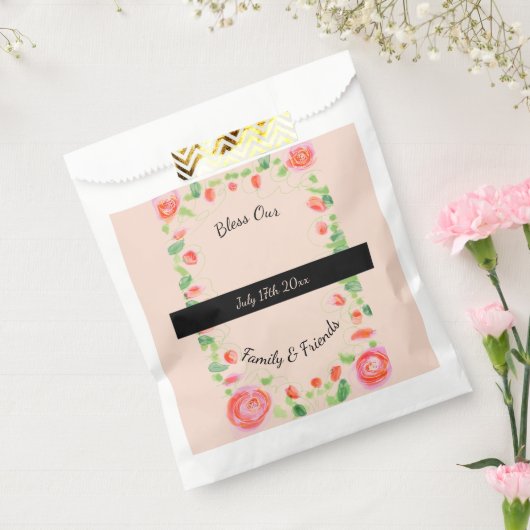 Lichtroze met koraal bedankzakje (Gezegeld)