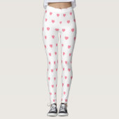 Lichtroze met witte harten Valentijns Leggings (Voorkant)