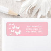 Lichtroze met witte vlinders Adresetiketten Etiket (Insitu)