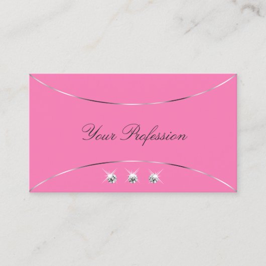 Lichtroze met zilverdecor en Sparkle Diamonds Visitekaartje (Voorkant)
