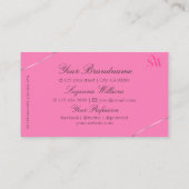 Lichtroze met zilverdecor en stijlvol monogram visitekaartje (Achterkant)