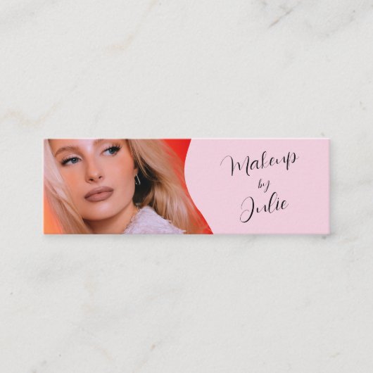 Lichtroze met Zwarte Script Foto Make-up Mini Visitekaartje (Voorkant)