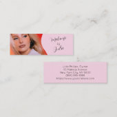 Lichtroze met Zwarte Script Foto Make-up Mini Visitekaartje (Voorkant / Achterkant)