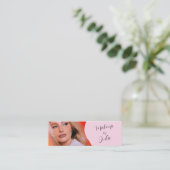 Lichtroze met Zwarte Script Foto Make-up Mini Visitekaartje (Staand voorkant)