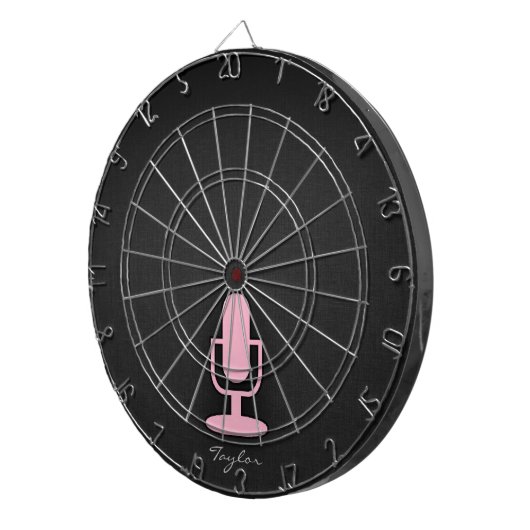 Lichtroze microfoon dartbord (Voorkant Rechts)