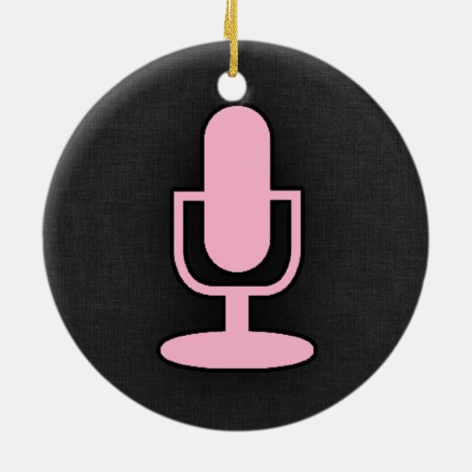 Lichtroze microfoon keramisch ornament (Achterkant)