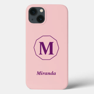 Lichtroze minimalistisch monogram gepersonaliseerd Case-Mate iPhone case