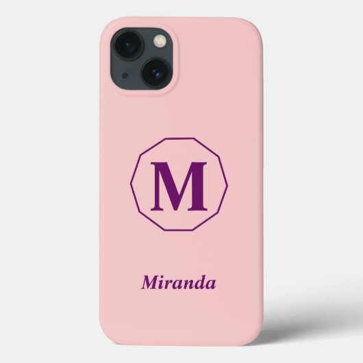 Lichtroze minimalistisch monogram gepersonaliseerd Case-Mate iPhone case (Achterkant)