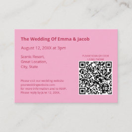 Lichtroze moderne bruiloft QR code behuizing Kaart
