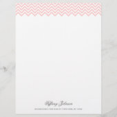 Lichtroze moderne Chevron Border Briefhoofd (Voorkant)