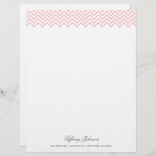 Lichtroze moderne Chevron Border Briefhoofd (Voorkant / Achterkant)
