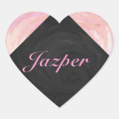 Lichtroze monogram hart sticker (Voorkant)