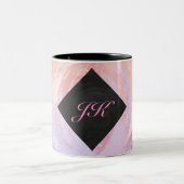 Lichtroze monogram tweekleurige koffiemok (Center)
