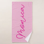 Lichtroze monotone stippen badhanddoek (Badhanddoek)