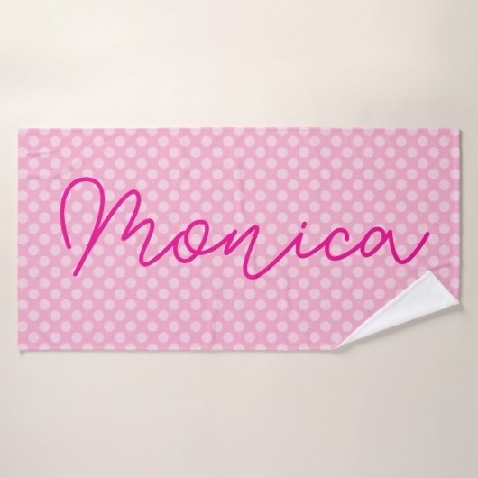 Lichtroze monotone stippen badhanddoek (Badhanddoek)