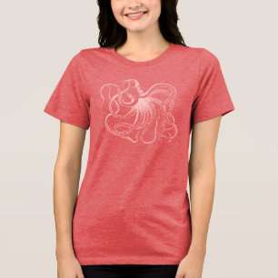 Lichtroze  Octopus Illustratie Tri-Blend Shirt